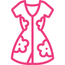 Pink line icon of a dress with flowers