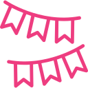 Pink line icon with two rows of garlands