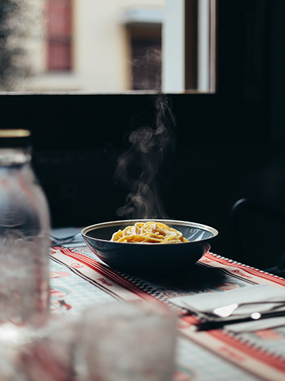 steaming pasta
