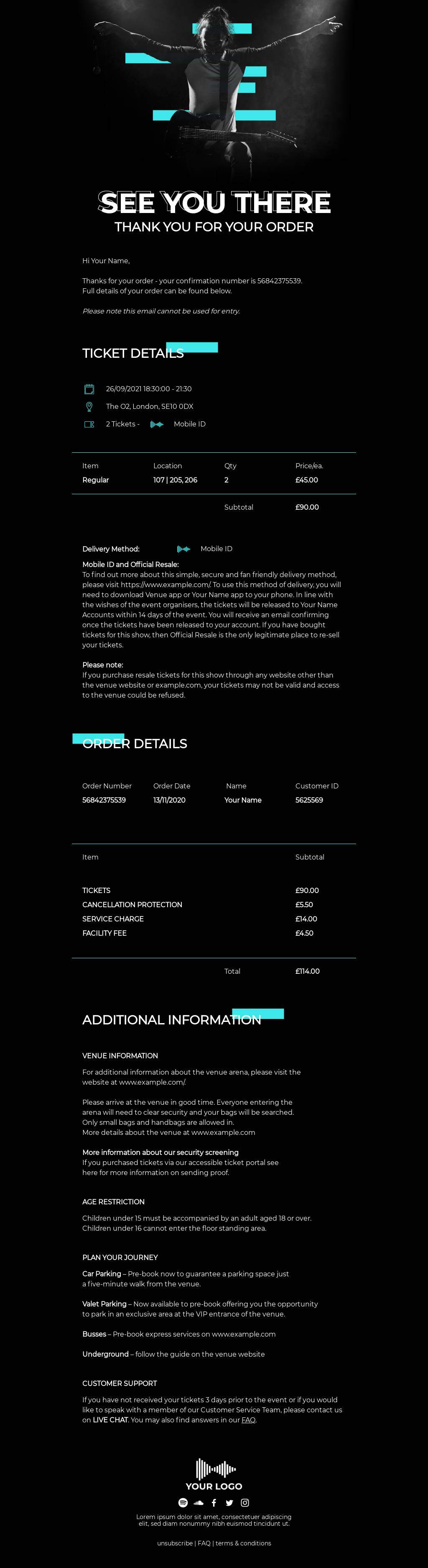 Ticket Order Confirmation Email