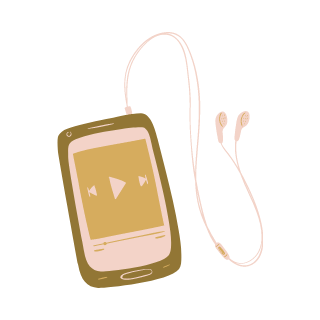 iphone and earbuds illustration