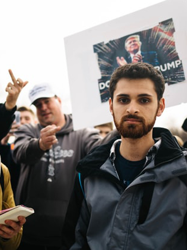 a face of the protestor