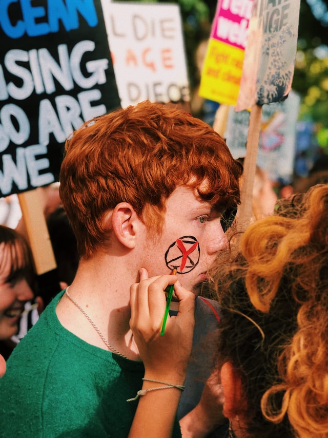 protesters on a rally