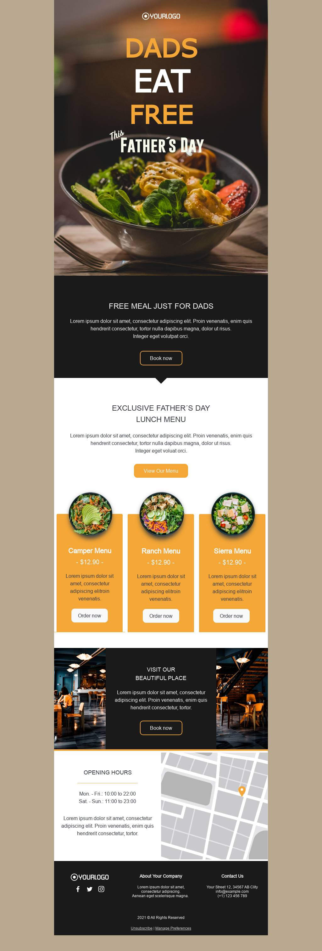 Father's Day Menu