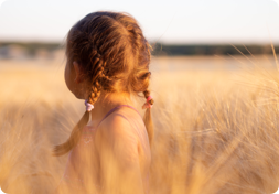 kid looking back