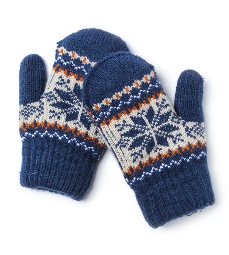 Pair of knitted winter gloves