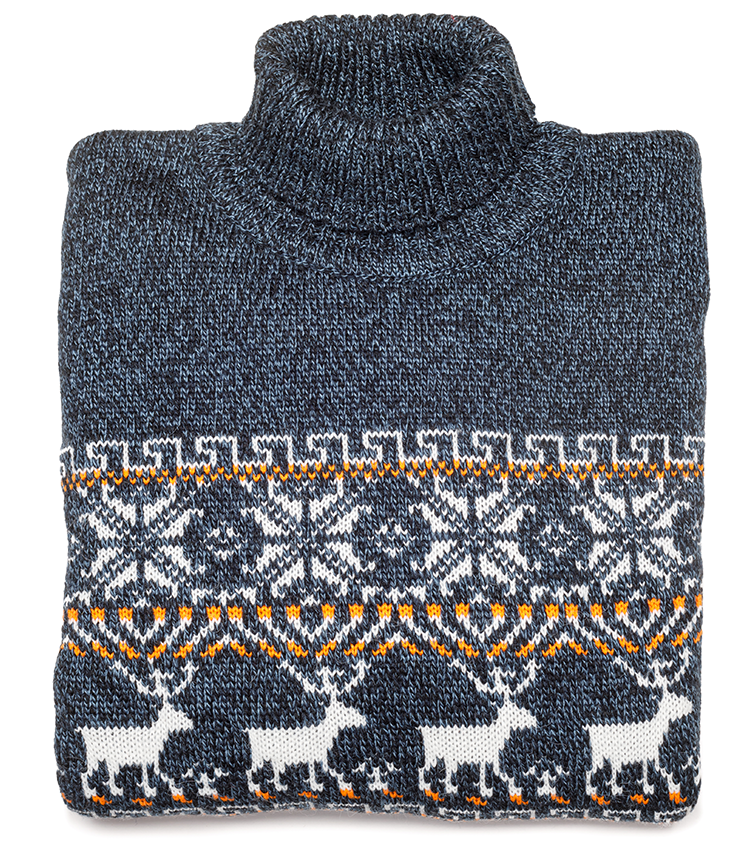 Grey Christmas jumper with rain deers ornament