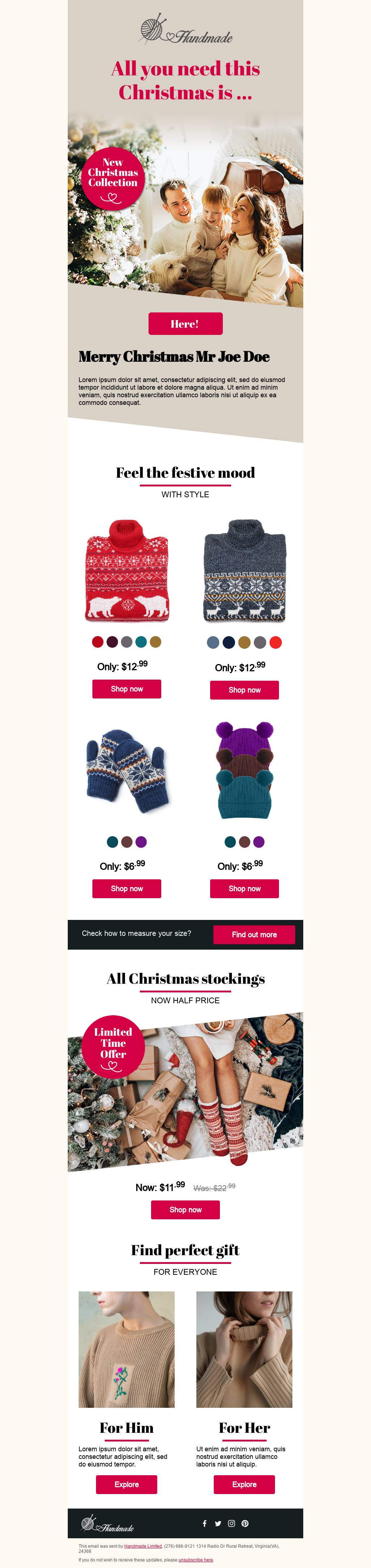 Christmas Knitwear E-commerce Email