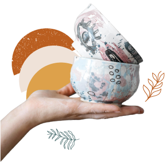 Ceramic Bowls In Hand Photo