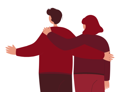 Couple hugging back view standing together