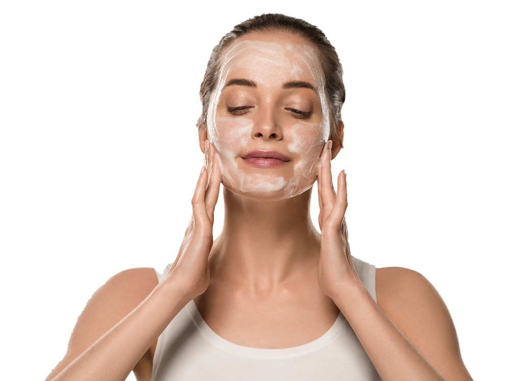 Lady applying soap