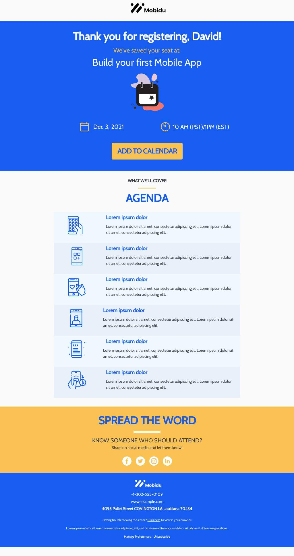 Webinar Confirmation Email