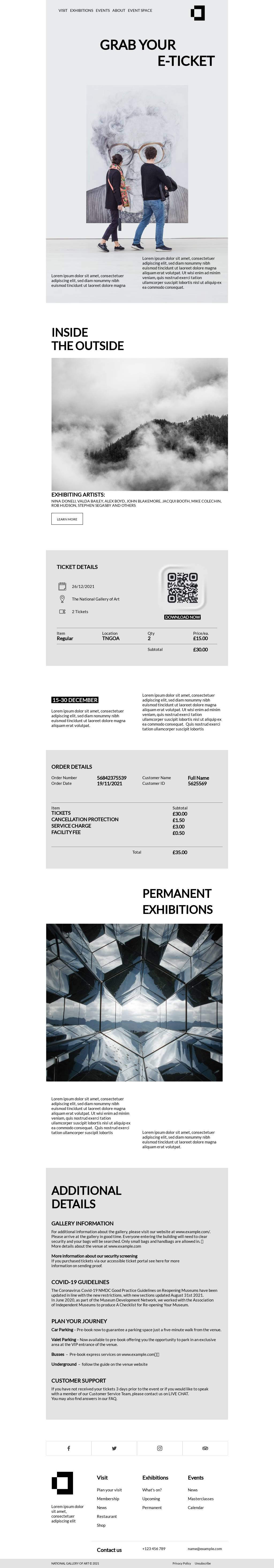 Gallery Exhibition Confirmation Email