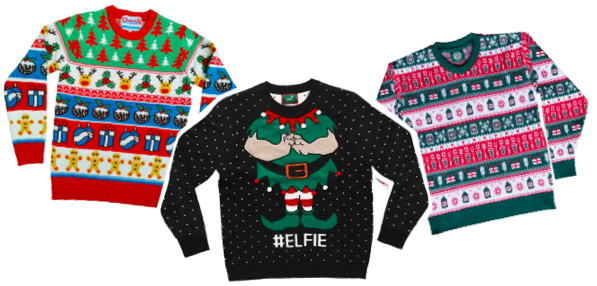 Three ugly christmas sweaters