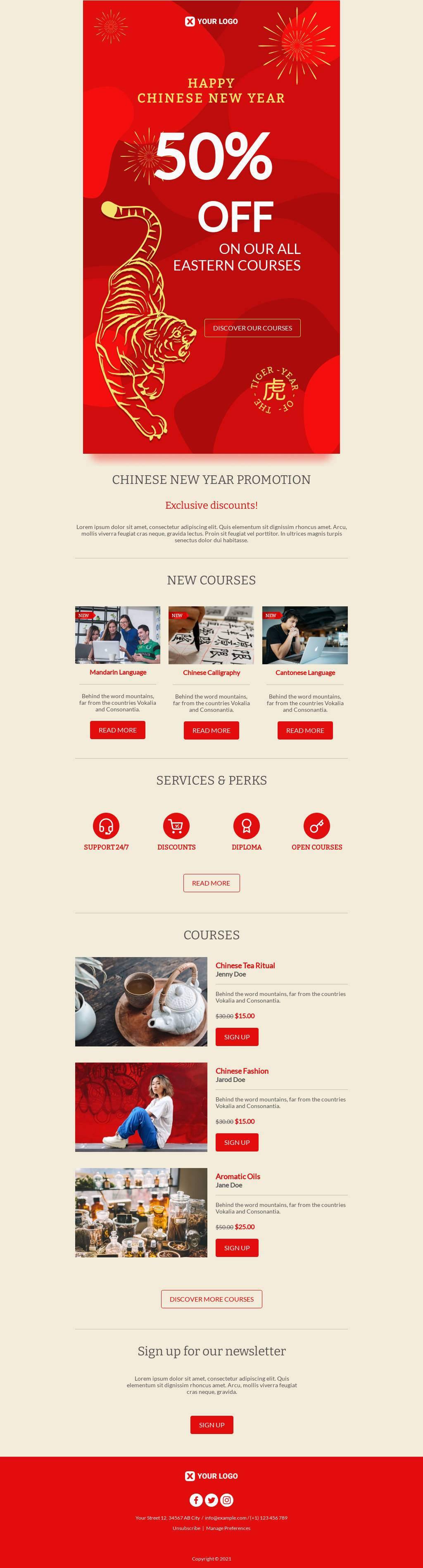 Chinese New Year Courses Email