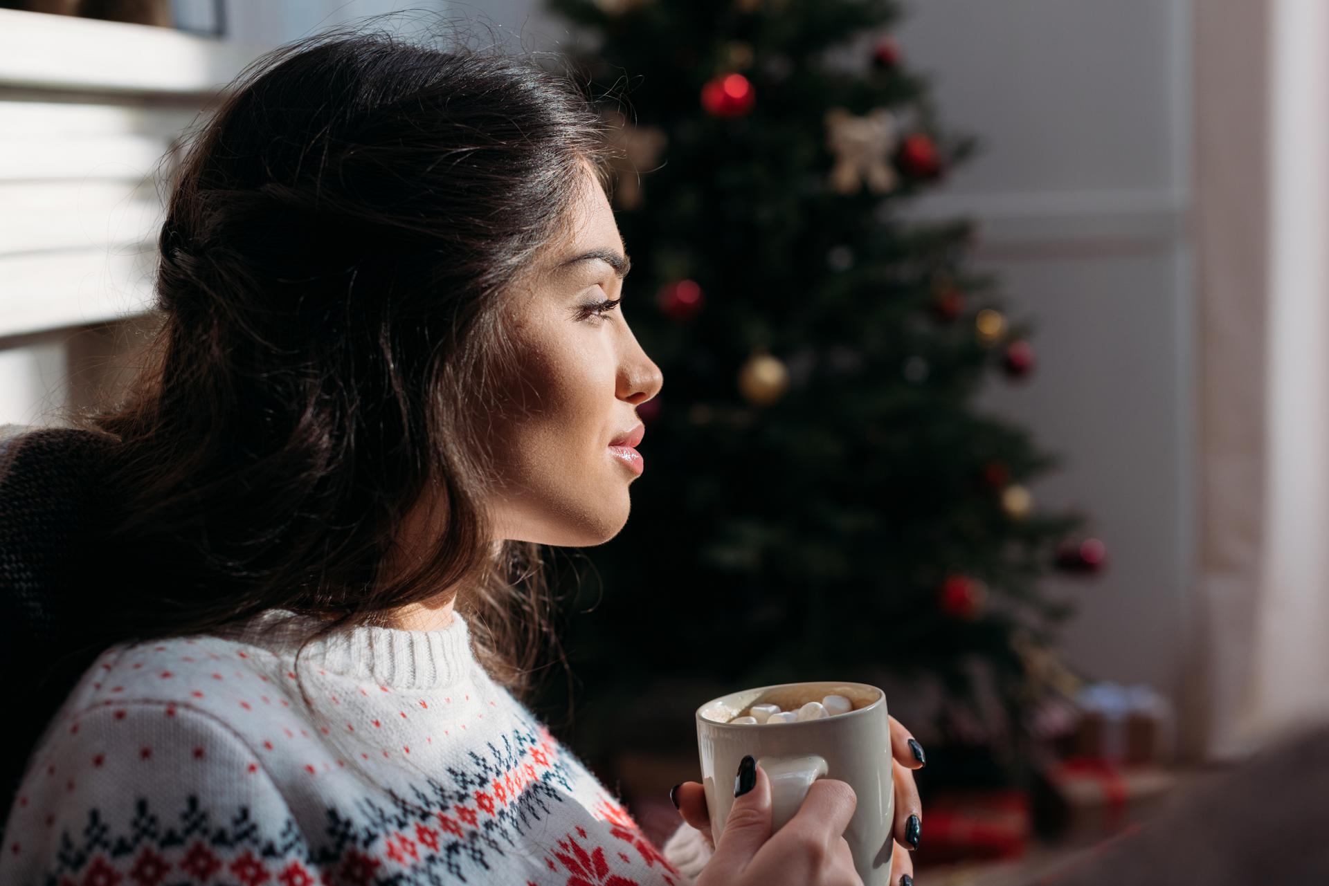 A Woman Enjoying Eggnog Placeholder Image 