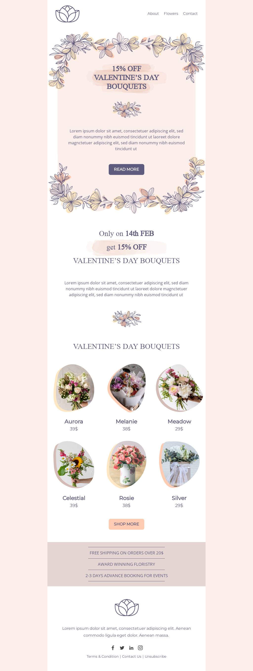 15% OFF VALENTINE’S DAY BOUQUETS