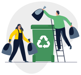 People Recycling Rubbish Illustration