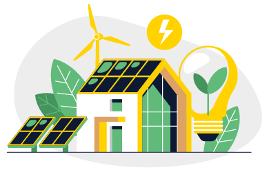 House With Solar Panels Illustration