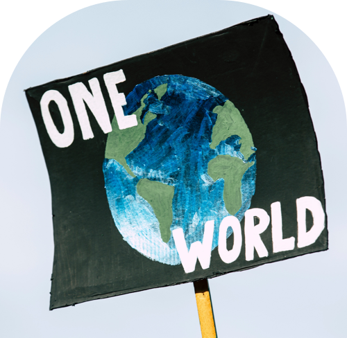 One World - protest sign