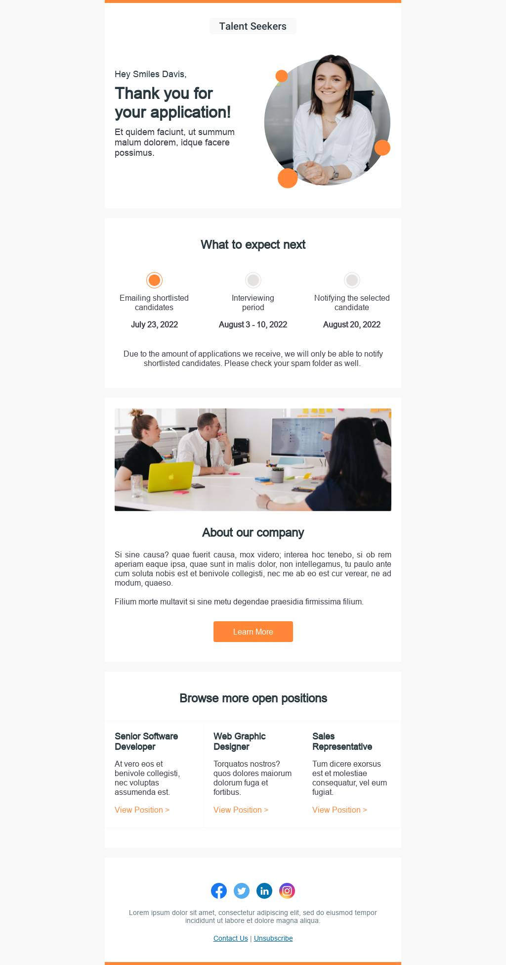 We Have Received Your Application