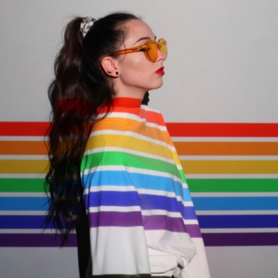 Girl wearing pride clothes