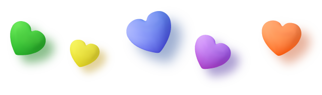 Ranbow 3D Hearts Illustration