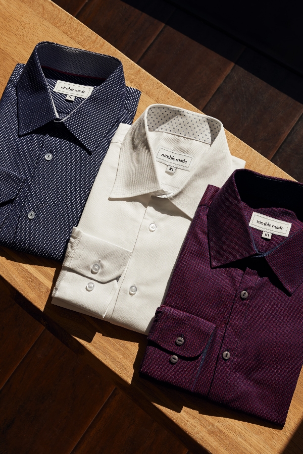 display of 3 folded shirts