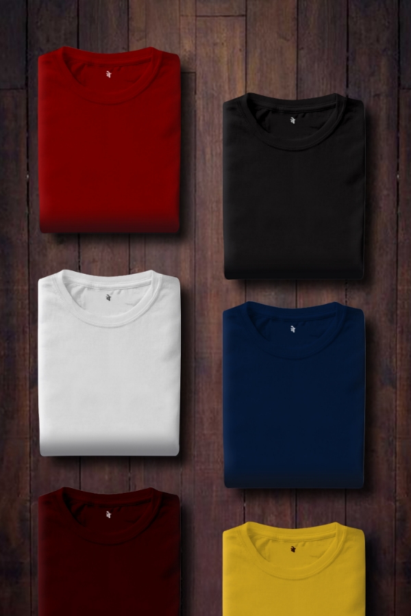 display of 6 folded t-shirts