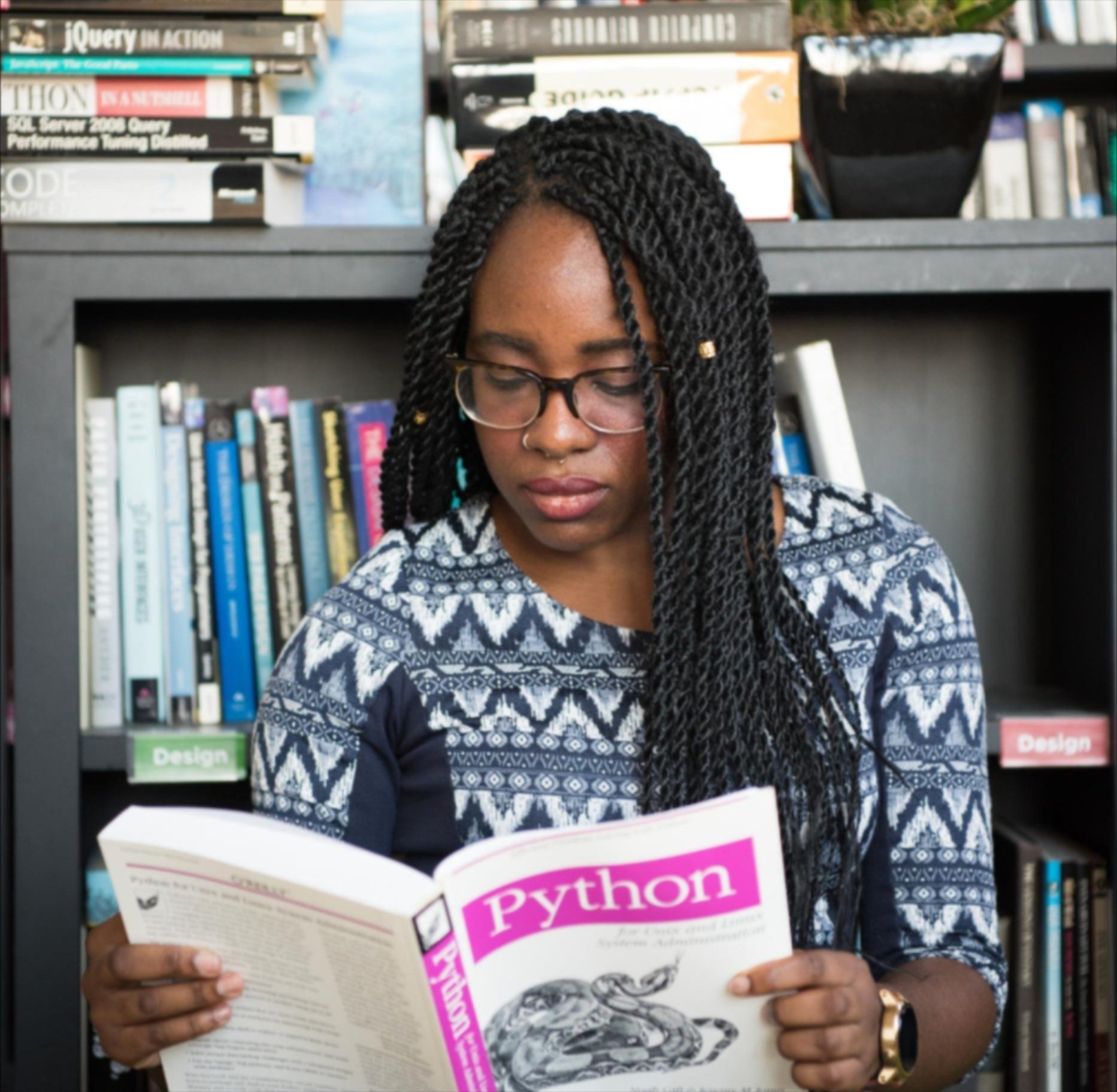 Student reading book 