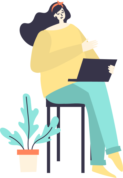 Woman working from home - Illustration