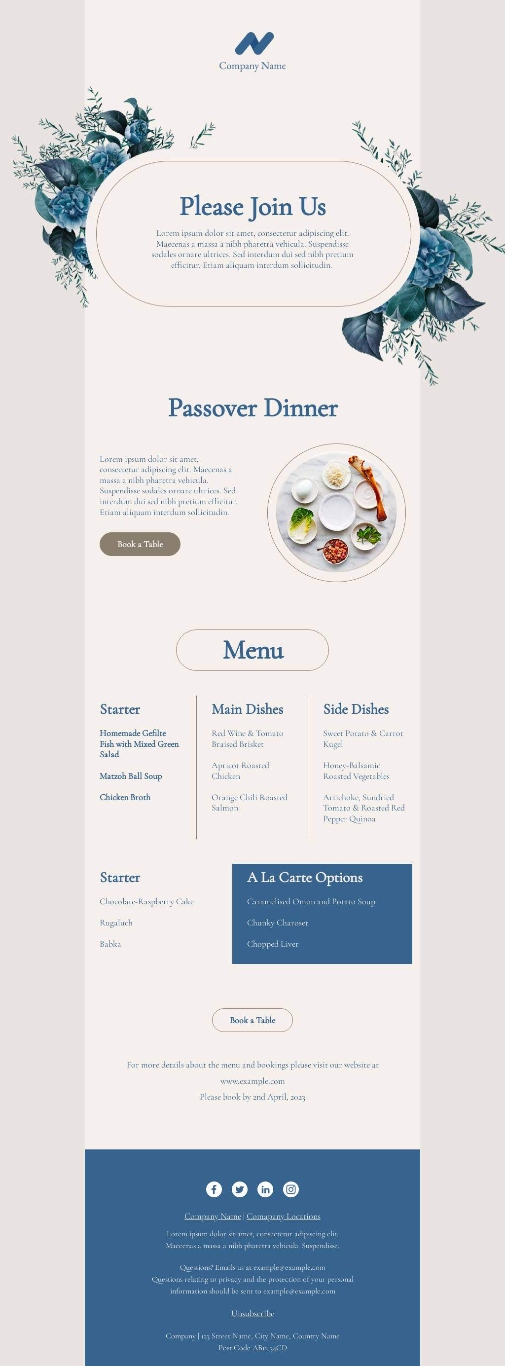 Passover Dinner Invite