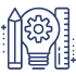 Pencil Light Bulb and Ruler Icon