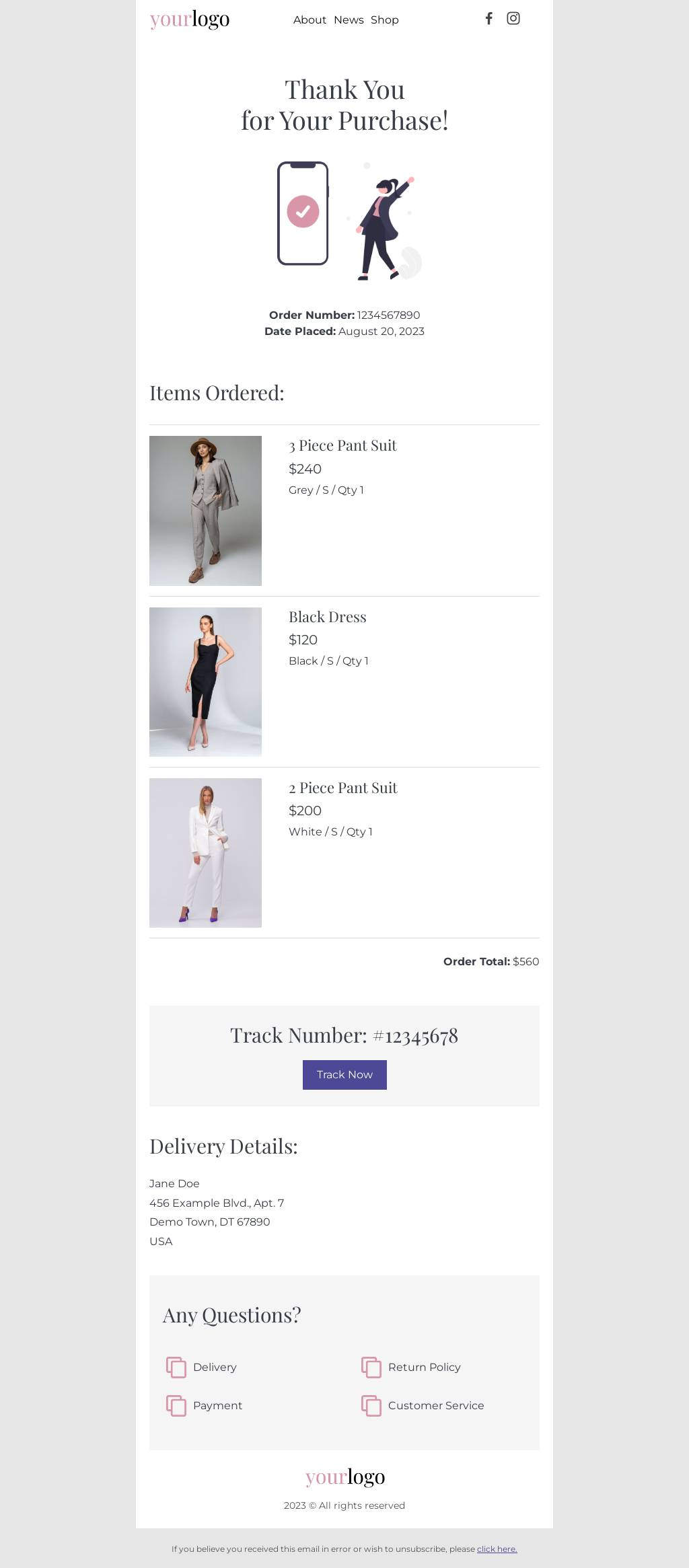 Thank You For Your Purchase With Us
