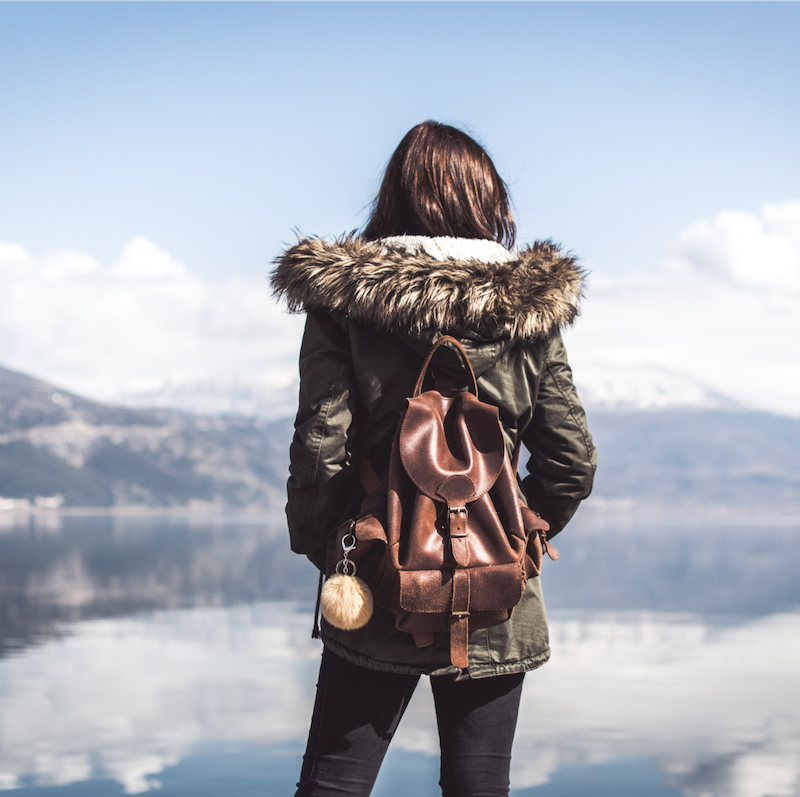 Girl looking at lake