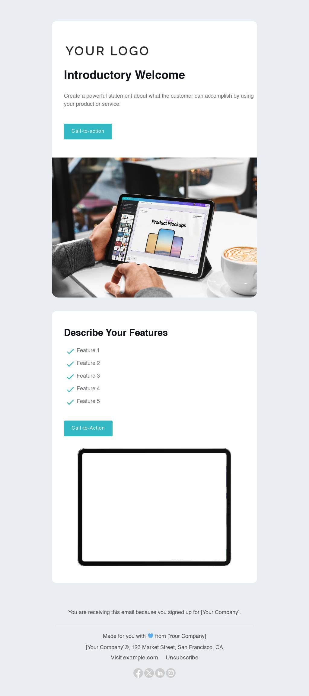 Simple welcome email with hero graphic