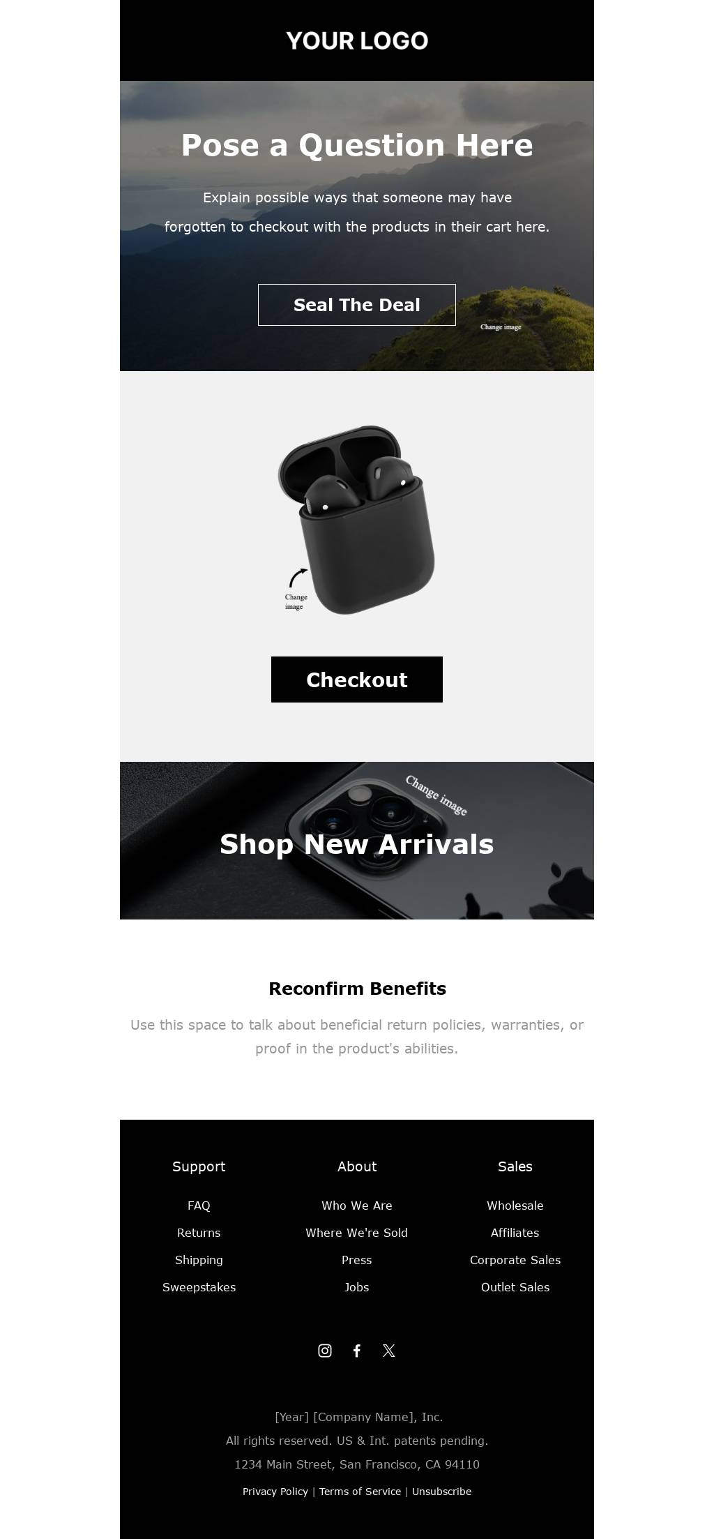 Minimalist single product email promo template