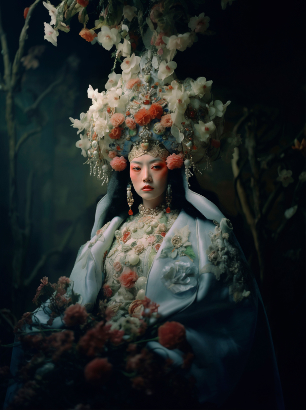 Lady with flower hat