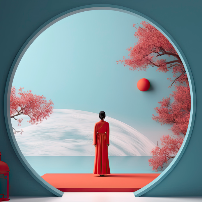 lady wearing red