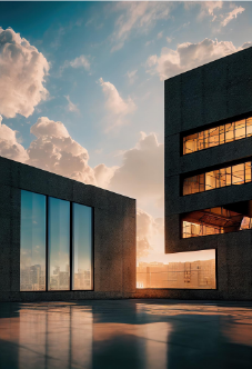 Modern Building On Sunset Background