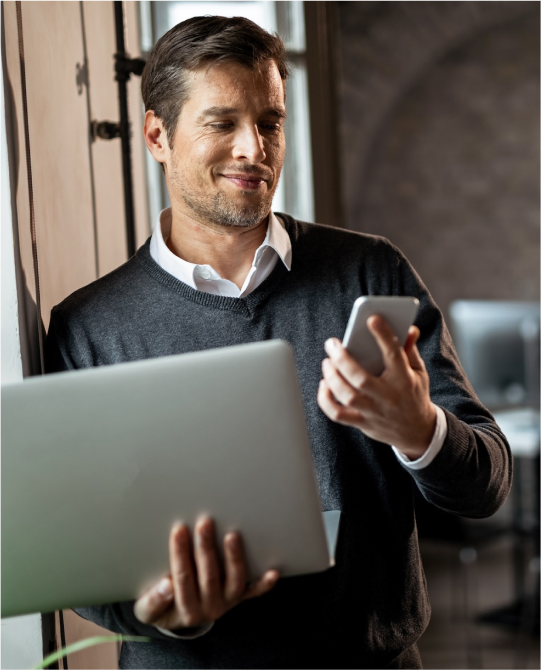 guy looking at phone