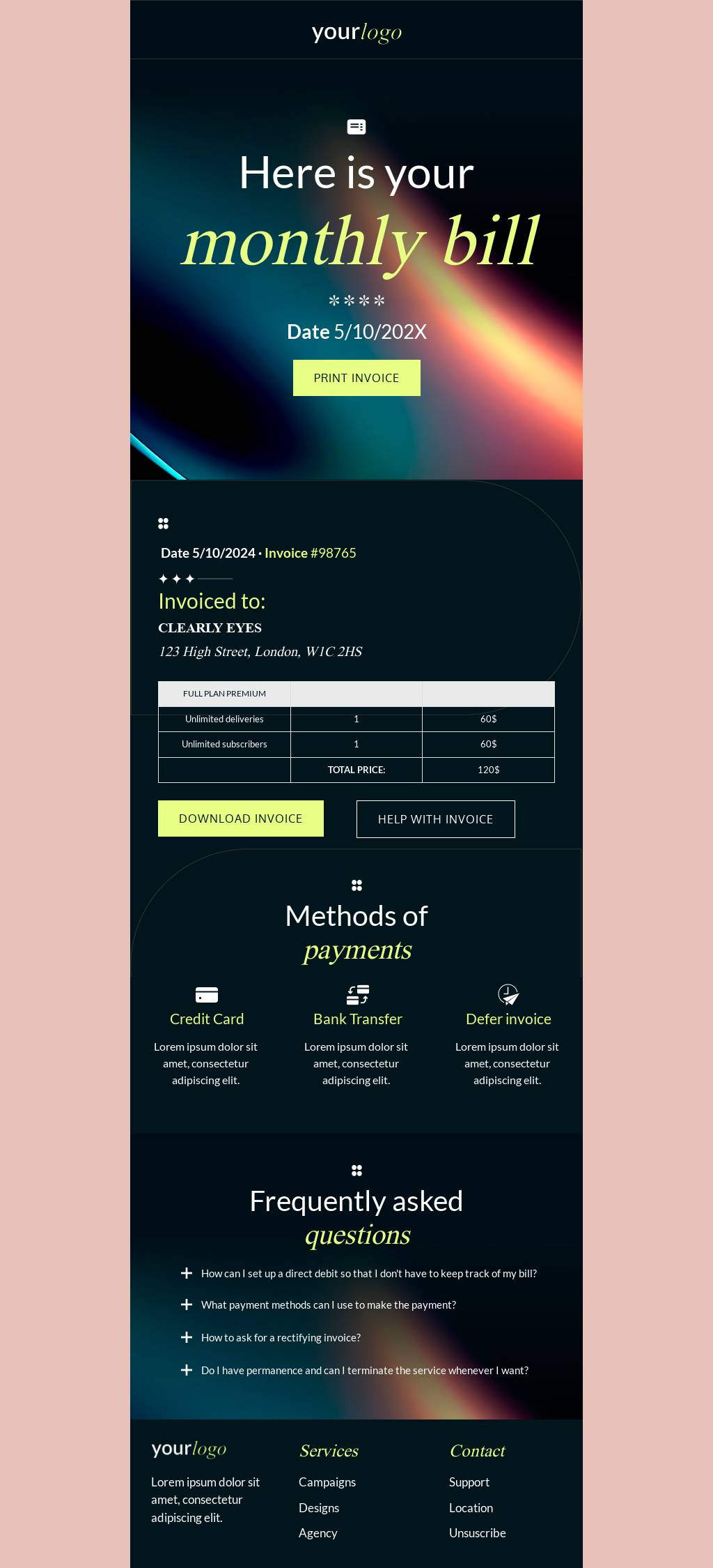 Agency Monthly Invoice