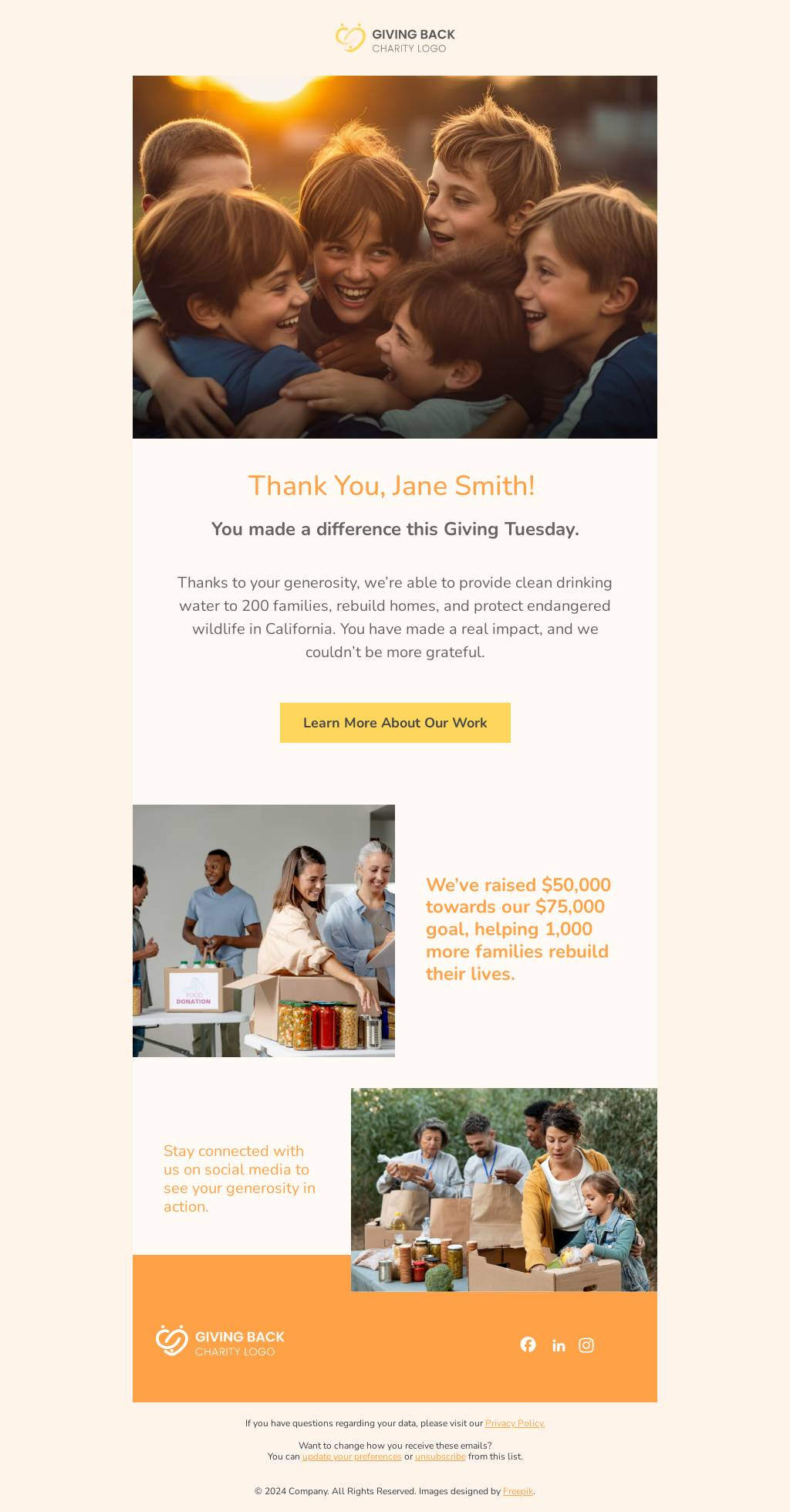 Giving Tuesday - Thank You Email to Donors