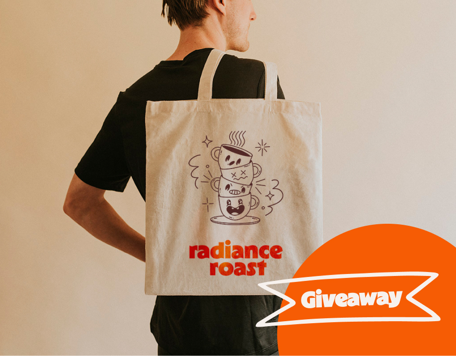 a man wearing a white tote bag