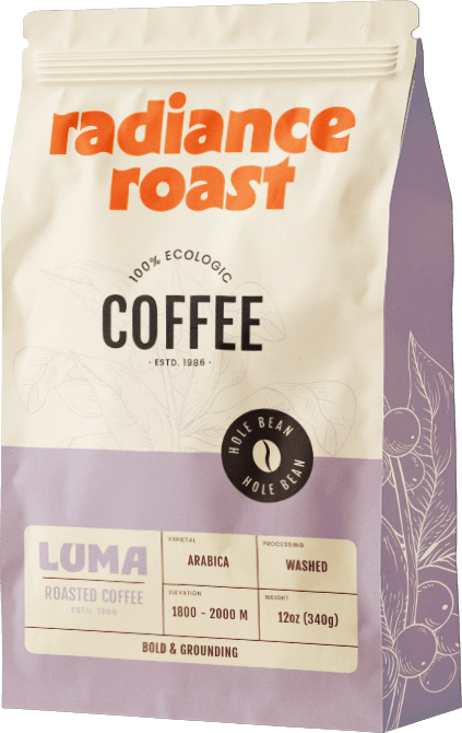 a bag of coffee with a design on it