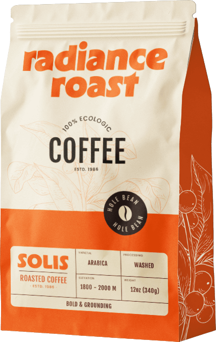 a bag of coffee with a design on it