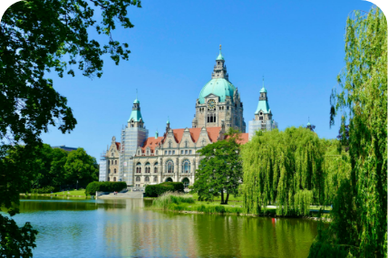 a building with a blue dome and green roof