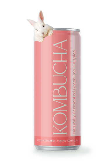 a white rabbit peeking out of a pink can