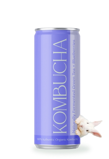 a purple can with a white rabbit on it