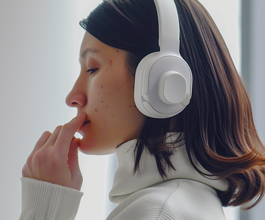 a woman wearing headphones